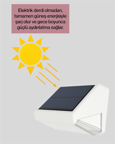 Dış Mekan Solar Duvar Lambası – 120° Hareket Algılama, 3 Işık Modu