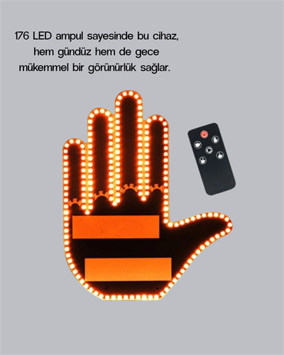 El Hareketiyle Kontrol Edilen 176 LED Amber Güvenlik Lambası