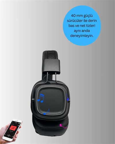 Ergonomik Konforlu Kablosuz Kulak Üstü Bluetooth Kulaklık