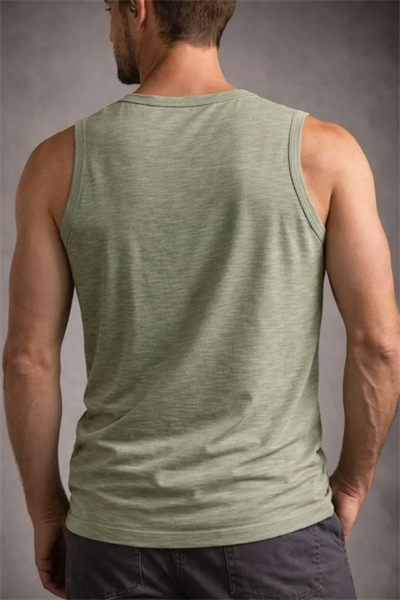 Erkek Flamlı Kumaş Sıfır Kolsuz Atlet Basic Spor Üst, Günlük Ve Fitness Kullanımına Uygun - Mint Yeşili