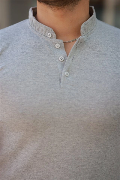 Erkek Hakim Yaka Dokuma Pamuklu Kumaş Kısa Kollu T-shirt