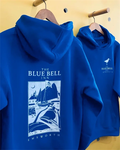 Erkek Kapüşonlu Double Oversize Üç İplik Pamuklu Deniz Yelken Baskılı Kanguru - Saks Mavisi