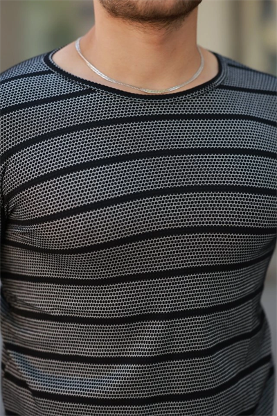 Erkek Petek Desenli Kısa Kollu T-shirt