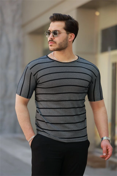 Erkek Petek Desenli Kısa Kollu T-shirt