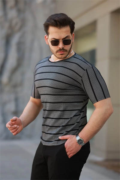 Erkek Petek Desenli Kısa Kollu T-shirt