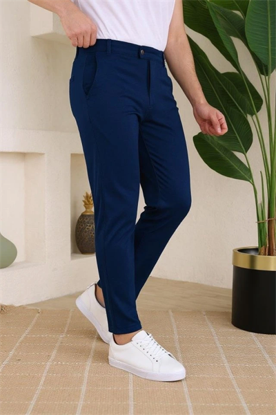 Erkek Slim Fit Likralı Bilek Boy Dilli Kumaş Pantolon