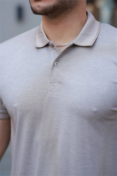 Erkek Yakalı Kagi Kumaş Kısa Kollu T-shirt