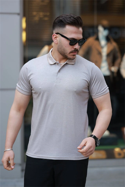 Erkek Yakalı Kagi Kumaş Kısa Kollu T-shirt