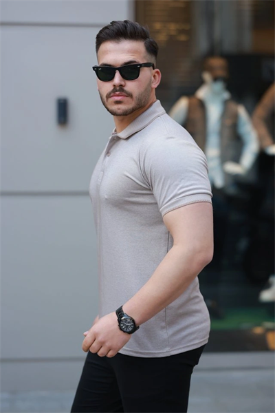 Erkek Yakalı Kagi Kumaş Kısa Kollu T-shirt