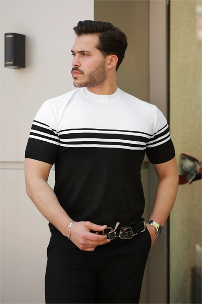 Erkek çizgili Kısa Kollu T-shirt