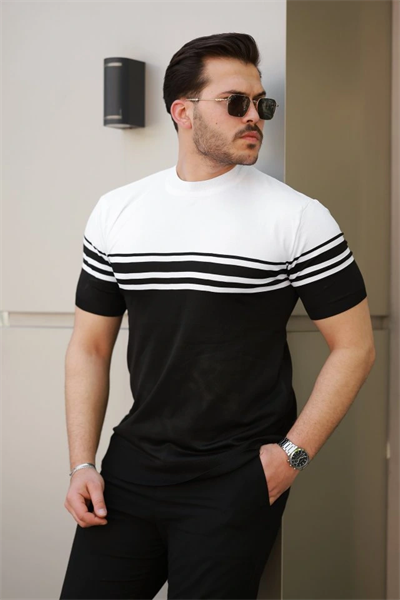 Erkek çizgili Kısa Kollu T-shirt