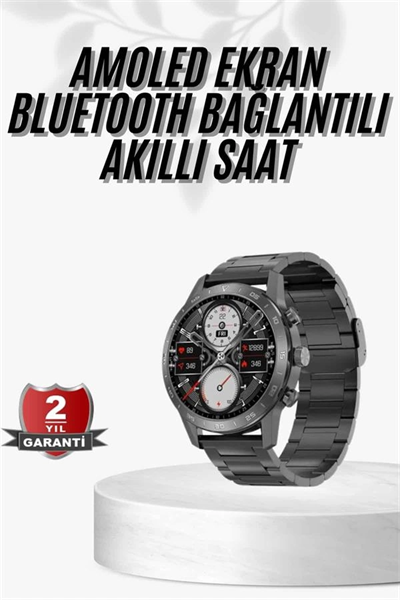 Erkeklere Özel Akıllı Saat Çelik Kordon Bluetooth Bağlantılı İOS ve Android Uyumlu