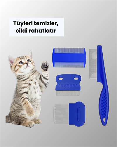 Evcil Hayvan Bakımı İçin Dayanıklı ve Çok Amaçlı Tarak Seti (4 Parça)