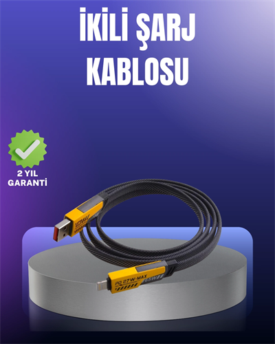 Evrensel Uyumluluklu Dayanıklı Metal Başlıklı Hızlı Şarj Kablosu