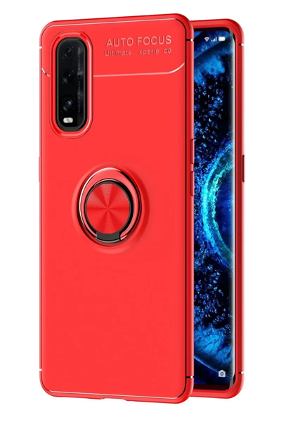 Find X2 Kılıf Range Yüzüklü Silikon - Kırmızı