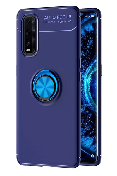 Find X2 Kılıf Range Yüzüklü Silikon - Mavi