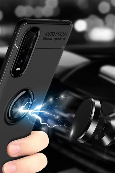 Find X2 Kılıf Range Yüzüklü Silikon - Siyah-Kırmızı