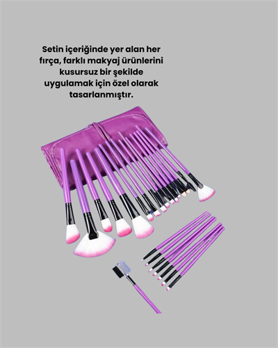 Fondöten, Allık ve Far Uygulamalarına Uygun 12 Parça Makyaj Fırça Takımı Ergonomik Saplı