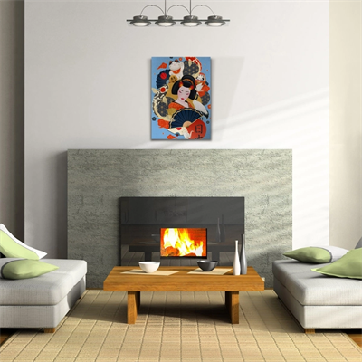 Geleneksel Kıyafetli Japon Kadın Kanvas Tablo 50 x 70