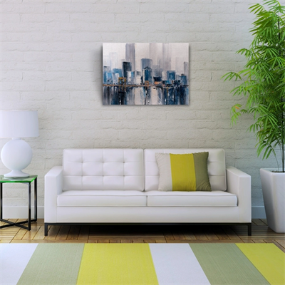 Gökdelenler ile köprünün suya yansıması Yağlıboya Kanvas Tablo 50 x 70