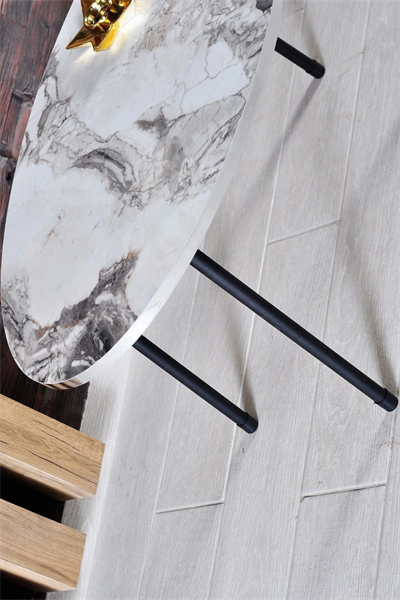 Gümüş  Elips Gümüş Metal Ayak Orta Sehpa