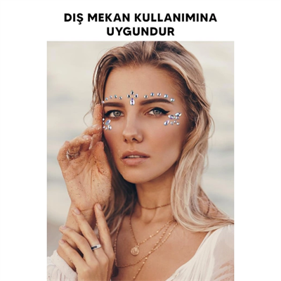 Gümüş Taşlı Makyaj Yüz Süsü