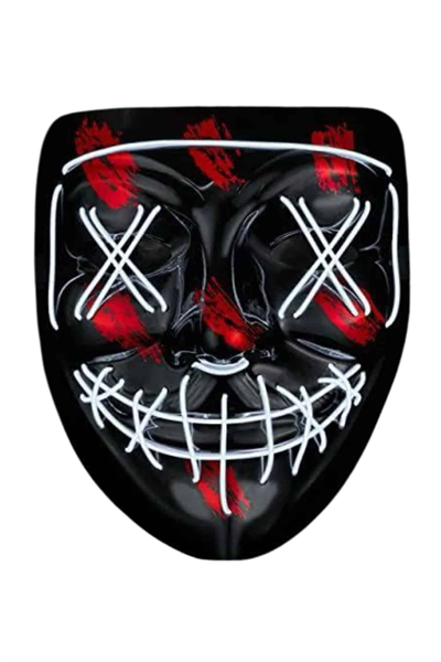 Hallowen Parti Maskesi Neon Led Işıklı Maske 3 Modlu Cadılar Bayramı Maskesi