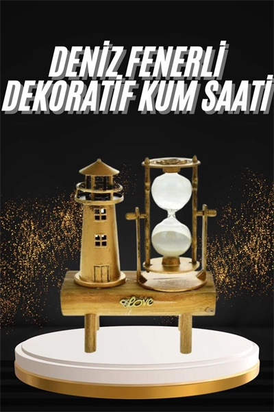 Hediyelik Eşya Retro Deniz Fenerli Kum Saati Ahşap Görünümlü Dekoratif Eşya