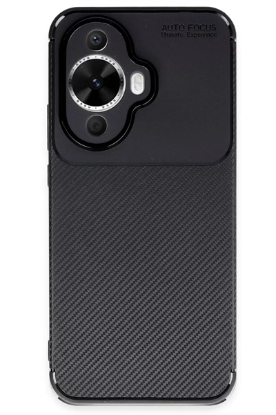 Huawei Nova 12S Kılıf Auto Focus Karbon Kapak - Siyah