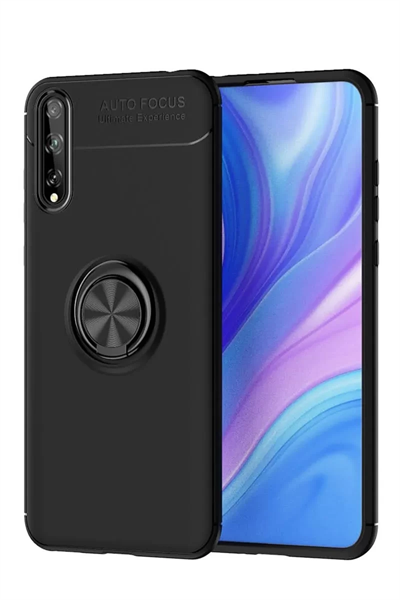 Huawei P Smart S Kılıf Range Yüzüklü Silikon - Siyah