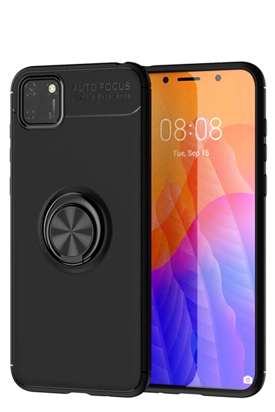 Huawei Y5P Kılıf Range Yüzüklü Silikon - Siyah