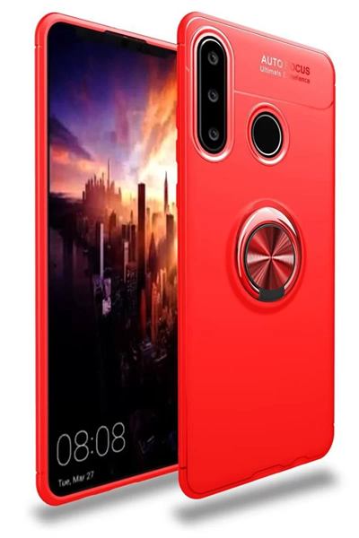 Huawei Y6P Kılıf Range Yüzüklü Silikon - Kırmızı
