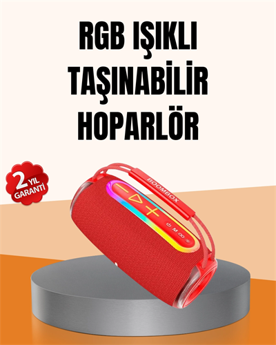 IPX6 Su Geçirmez RGB LED Işıklı Taşınabilir Bluetooth Hoparlör 2400 mAh