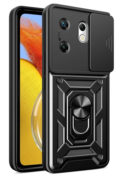 İnfinix Zero 30 4G Kılıf Pars Lens Yüzüklü Silikon - Siyah