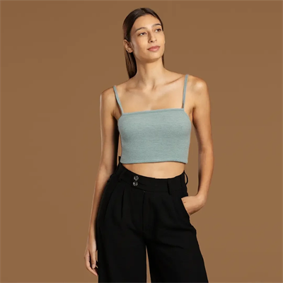İp Askılı Fitilli Pamuk Örme Kısa Crop Atlet 40 cm