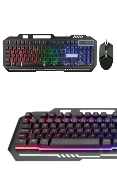 Işıklı  Q Klavye Mouse Seti Siyah   Klavye