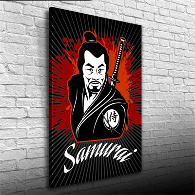 Japon Samuray Kırmızı ve Siyah Tonlarda Poster Kanvas Tablo 50 x 70