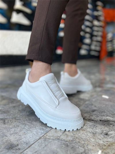 KB-703 Kuback Beyaz Cilt Lastikli Günlük Erkek Ayakkabı