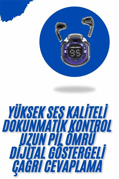Kablosuz Dijital Göstergeli Powerbanklı IOS ve  Android Uyumlu  Kulaklık