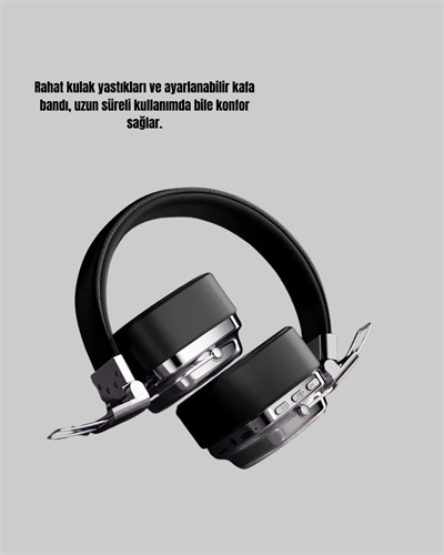 Kablosuz Kulak Üstü Bluetooth Kulaklık Güçlü Bas ve Katlanabilir Tasarım