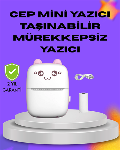 Kablosuz Mini Cep Yazıcısı Bluetooth Destekli 1200mAh Bataryalı