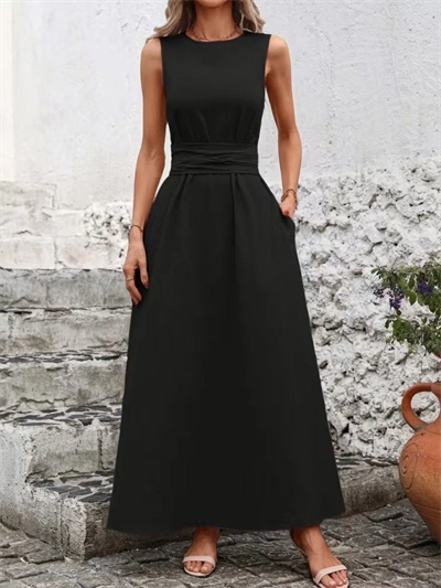 Kadın Omuzlardan Açık Belden Bağcıklı Uzun Aerobin Elbise