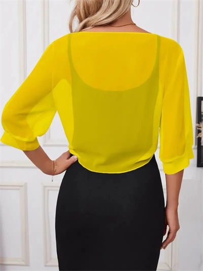 Kadın Truvakar Kollu önden Bağlamalı Kısa şifon Bolero Ceket