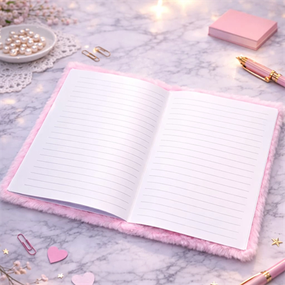 Kalpli Pembe Peluş Defter