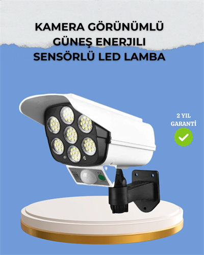 Kamera Görünümlü Solar LED Lamba Hareket Sensörlü Uzaktan Kumandalı Bahçe Duvar Aydınlatması