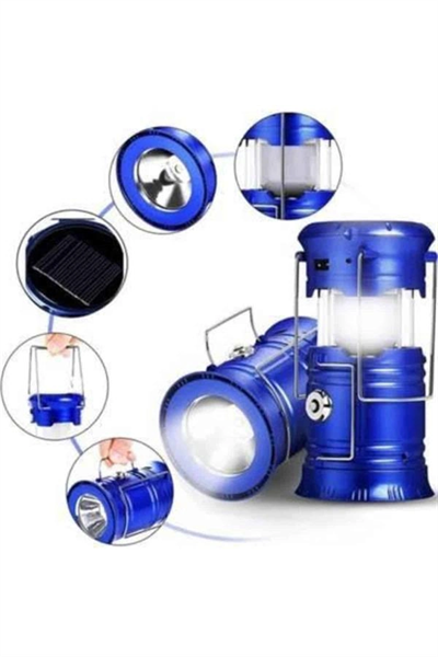 Kamp Lambası Solar Şarjlı Kızaklı Kamp Feneri Led Lamba Işıldak