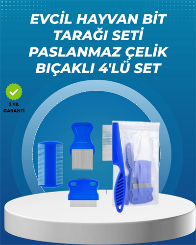 Kedi, Köpek ve Küçük Hayvanlar İçin 4 Parça Ergonomik Tarak Takımı