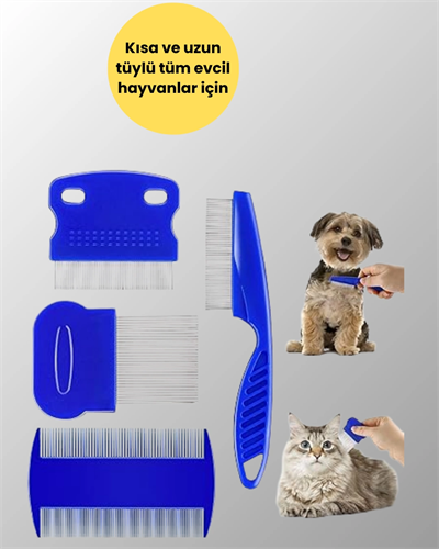 Kedi, Köpek ve Küçük Hayvanlar İçin 4 Parça Ergonomik Tarak Takımı