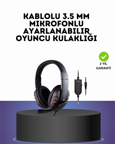 Kırmızı  Headset Mikrofonlu Sağlam Kablolu Konforlu