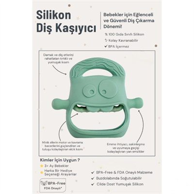 Koyu Yeşil Bebek Silikon Diş Kaşıyıcı